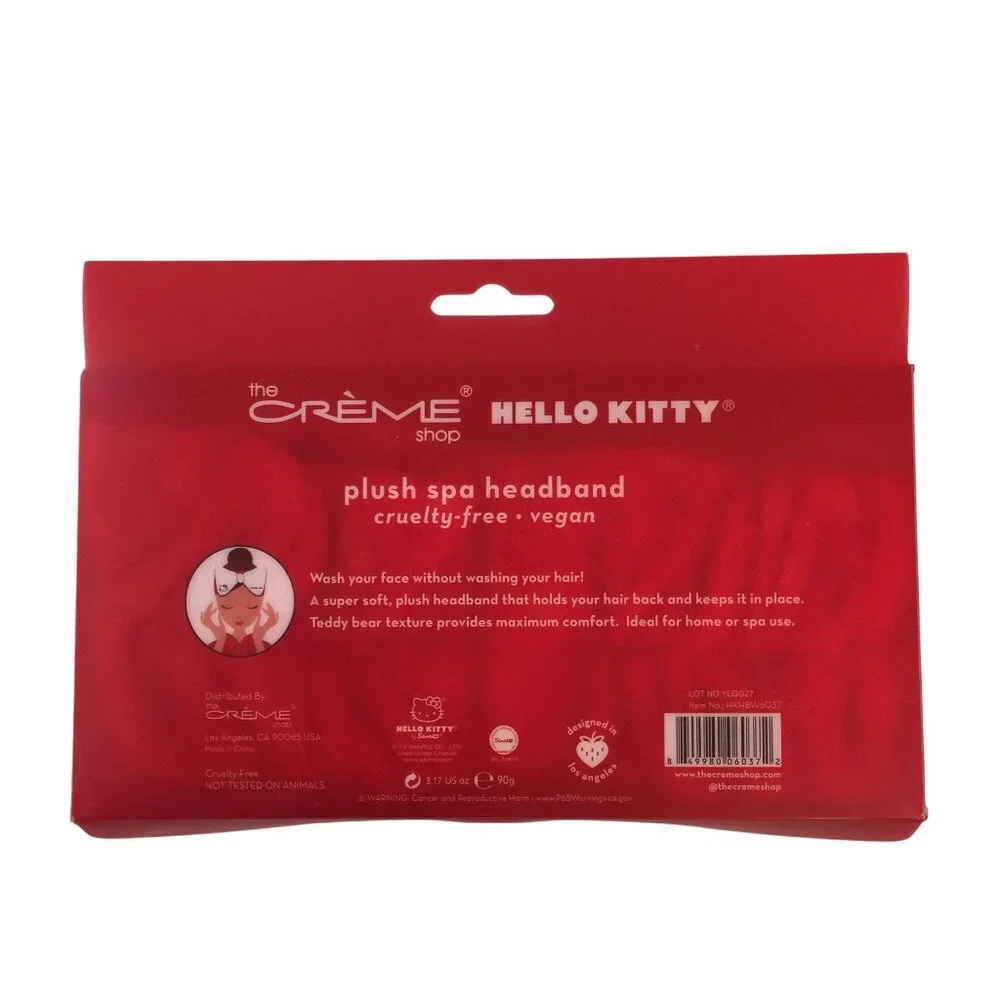 The Creme Shop Hello Kitty Plush Spa Headband White Red‎ Polka Dot NEW